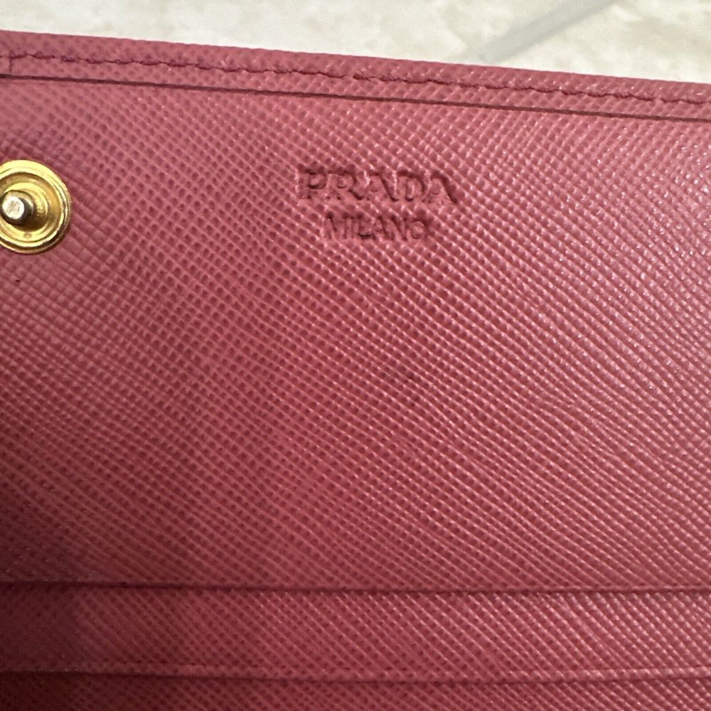 PRADA Saffiano Leather Long Continental Wallet Pink Gold Tone Hardware - Picture 10 of 15